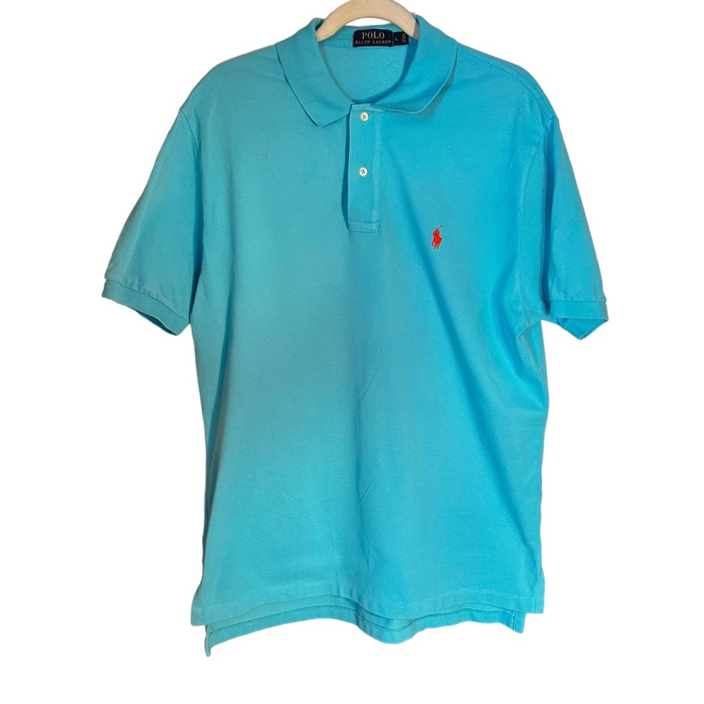 Polo By Ralph Lauren Men’s Sz L Light Blue Polo Shirt Short Sleeve Collared